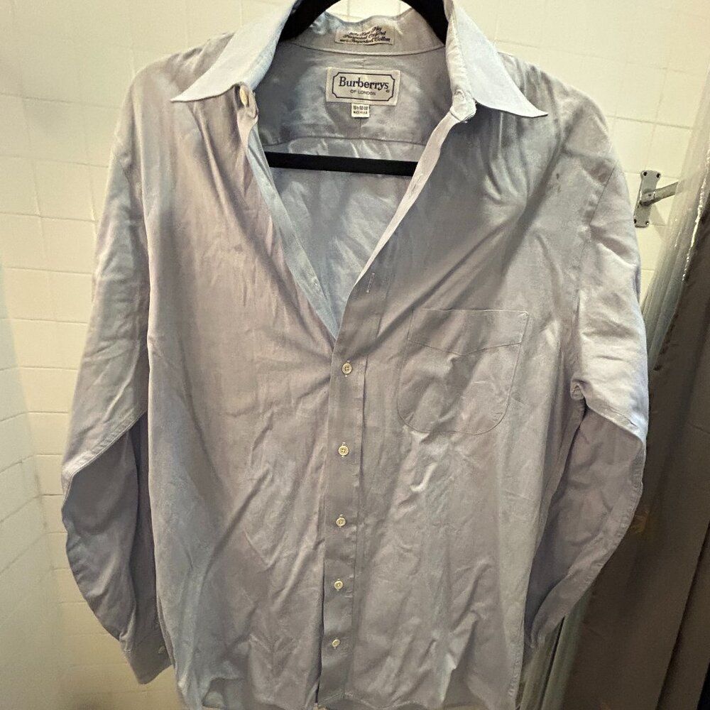 Vintage Burberry Pinpoint Oxford Shirt Light Blue 100% Cotton 15½-32/33